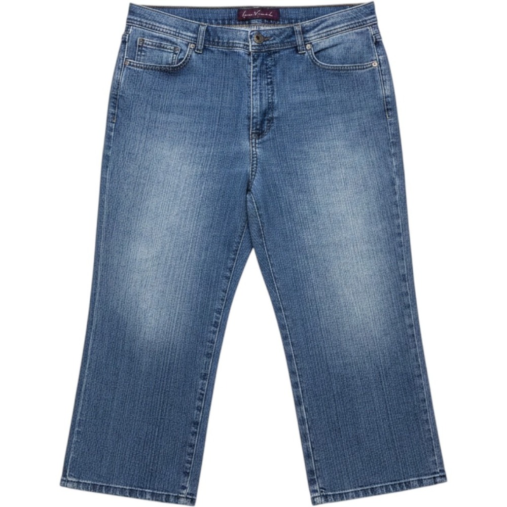 Gloria Vanderbilt Amanda Capri Jeans Medium Wash Blue Rhinestone Denim Womens 12